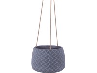 Hasas függő virágtartó fonott fiberclay anyagból szürkéskék 15,5 cm átmérő Hasas függő virágtartó fonott fiberclay anyagból szürkéskék 15,5 cm átmérő