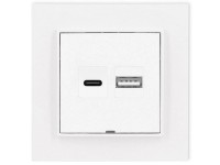 MINI dupla USB aljzat A-C matt fehér