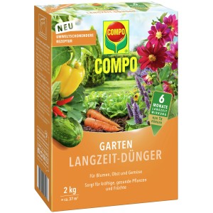 Csomag Compo Garten tartós műtrágya 2 kg virágokhoz, gyümölcsökhöz és zöldségekhez.