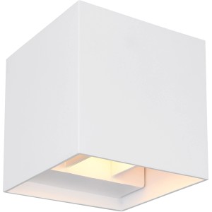 Fehér, kocka alakú LED kültéri lámpa Veronika a Globótól, 100x100mm, falra szerelhető.