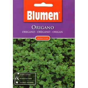 Blumen márkájú oregánó magok csomagolása. Aromás fűszernövény a kertbe és a konyhába.