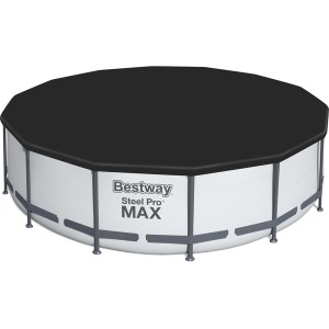 Bestway Steel Pro Max acélvázas medence, Ø 427 cm, takaróval. Világosszürke keretes medence.