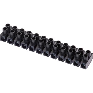 Fekete 12 pólusú sorkapocs (Ø 1,5-4 mm) kábelek összekötéséhez.