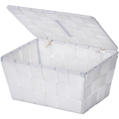 Wenko Adria fürdőszobai kosár fedéllel 19 cm x 10 cm x 14 cm fehér