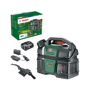 Bosch Fontus 18V-6 akkus kerékpártisztító készlet akkumulátorral, töltővel és kefével.