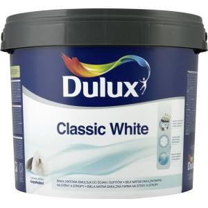 Vödör fehér Dulux falfesték Classic White beltéri használatra.