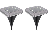 Globo LED-es kültéri szolárlámpa rozsdam. acél 4 db földelt tüskével szögl lapos Globo LED-es kültéri szolárlámpa rozsdam. acél 4 db földelt tüskével szögl lapos