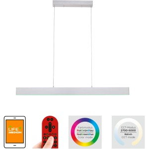 Okos LED függőlámpa LOLAsmart-Nila alumíniumból, vezérelhető alkalmazással és távirányítóval.