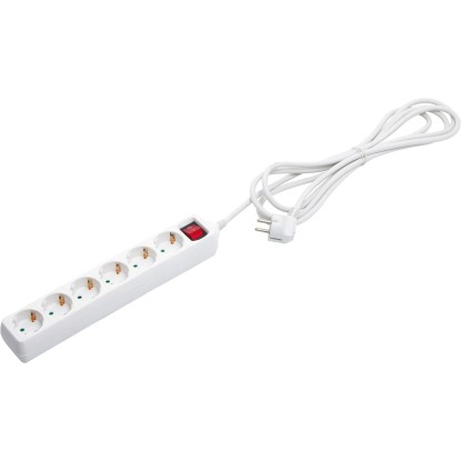 Csatlakozóaljzat kapcsolóval 6 részes fehér 3 m