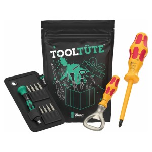 Wera Tooltüte 4.0 szerszámkészlet, 12 részes: Csavarhúzó, bitek, bit tartó és sörnyitó egy készletben.