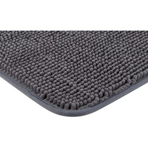 Sötétszürke baliv fürdőszobaszőnyeg (50x80 cm) poliészterből, részletes nézet.