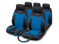 Bottari 9-részes üléshuzat szett Indy fekete-kék kormányvédővel övpárnával
