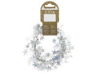 Karácsonyi dekor csillagos girland holografikus 270 cm ezüst