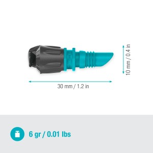 Gardena 180°-os szórófej Micro-Drip-rendszerekhez, virágágyások öntözéséhez.