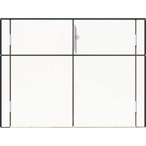 Fehér Bertilo kerti szekrény HPL szekrény (155x75x116cm) négy ajtóval. Ideális kertbe és teraszra.