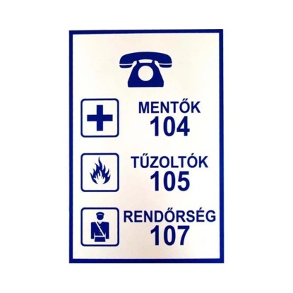Tábla műanyag A4 "Mentők Rendőrség Tűzoltók"