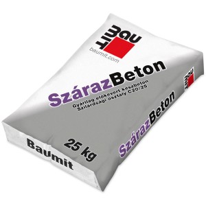 Zsák Baumit szárazbeton 25kg cement és habarcs munkákhoz.