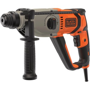 Black+Decker BEHS02K (800 W) fúrókalapács narancs/szürke színben, kiegészítő fogantyúval.