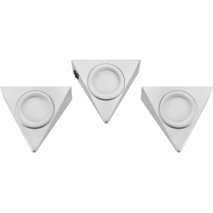 3 darabos háromszög alakú LED pultvilágítás szett ezüst színben, 3W, konyhába és bútorokhoz.