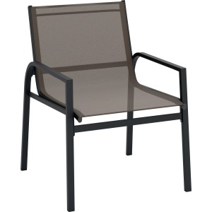 Szék a Tapena erkélybútor szettből, acél/textil, fekete-taupe.