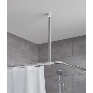 Kleine Wolke króm mennyezeti tartó (60 cm) zuhanyrúddal és függönnyel a fürdőszobában.
