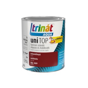 Trinát Aqua UniTOP akrilfesték dobozban, oxidvörös, selyemfényű, fa, fém és műanyag felületekre.