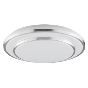 Modern Nivaro LED mennyezeti lámpa, ezüst-fehér, Ø 39 cm. Kerek forma, műanyag és fém.