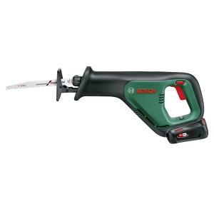 Bosch AdvancedRecip 18 Solo akkus szablyafűrész zöld/fekete színben, behelyezett fűrészlappal.