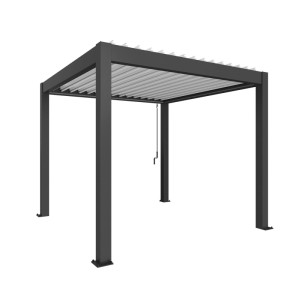 Biohort Pergola 3x3 m sötétszürke-fehér színben: Modern teraszfedés lamellákkal.