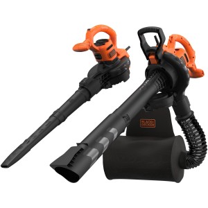 Black+Decker 3 az 1-ben elektromos lombfúvó és porszívó (2900 W) gyűjtőzsákkal és fúvócsővel.