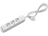 Elosztó 3-as 2 db USB-aljzattal fehér 1,4 m