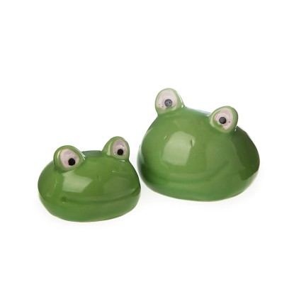 Dekor-béka vízfelszínen lebegő porcelán 6 cm zöld