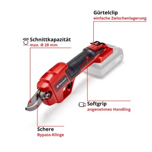 Einhell GE-LS 18 Li-Solo akkus ágvágó olló: Piros akkus metszőolló bypass pengével.