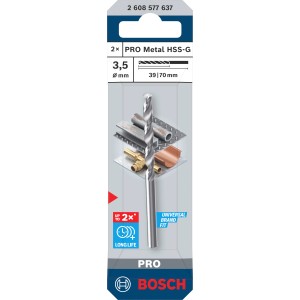 Bosch Pro Metal HSS-G spirálfúró, 3,5 mm, ezüst színű fémmegmunkáláshoz.