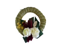 Díszített gyékénykoszorú 20 cm