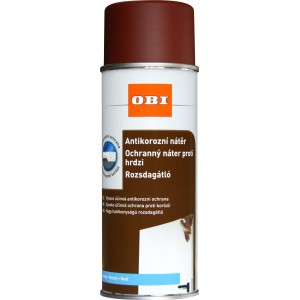 Barna rozsdagátló spray OBI-tól. Speciális festék fémhez.
