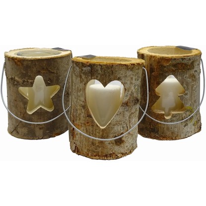 Sunny Garden mécsestartó fatörzs üveggel 18 cm x 16 cm többféle változatban