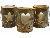 Sunny Garden mécsestartó fatörzs üveggel 18 cm x 16 cm többféle változatban