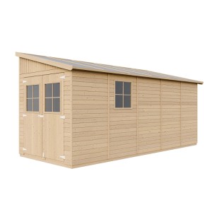 Timbela fa kerti ház M341A, 10 m², dupla ajtóval és ablakkal. Ideális szerszámtároló.