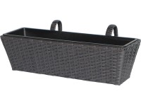 Balkonláda polirattan antracit-fekete 60 cm x 28 cm x 22 cm