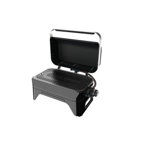 Campingaz Attitude 2go CV gázgrill, kompakt asztali grill nyitott fedéllel.