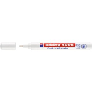 Fehér Edding 4095 kréta marker levett kupakkal.
