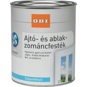 OBI Ablak- és ajtó zománcfesték, selyemfényű fehér, 375ml-es doboz. Festék beltéri és kültéri használatra.