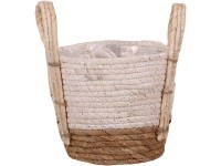 Füles kosár tengerifűből 15 cm x 14 cm fehér-natúr Füles kosár tengerifűből 15 cm x 14 cm fehér-natúr