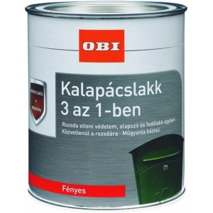 OBI Kalapácslakk 3in1, fényes ezüst, 375ml-es doboz. Rozsdavédelem, alapozó és fedőlakk egyben.