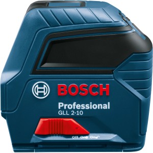Kék Bosch Professional GLL 2-10 vonalas lézer piros kapcsolóval.