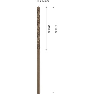 Bosch Pro Stainless Steel spirálfúró, 2,5 mm, fémmegmunkáláshoz.