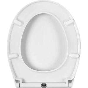 Fényes fehér baliv Crosby WC-ülőke duroplastból, lassú záródású. Ovális forma, könnyen tisztítható.