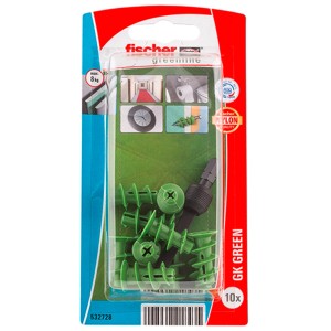 Fischer GK Green tipli, 10 darab, zöld tiplik csavarral gipszkartonhoz.