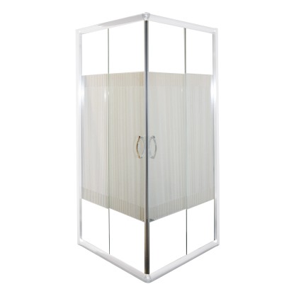 Sarokkabin 2 tolóajtóval 5 mm-es csíkos biztonsági üveggel 80 x 80 x 180 cm